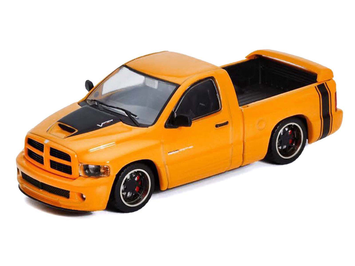 2003 Dodge Ram SRT-10 Pickup Truck Yellow with Black Tail Stripe 1/64 Diecast Model Car by Shoom64 Models SHOOM64