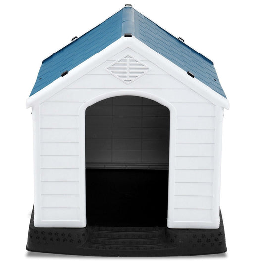Small Outdoor Heavy Duty Blue and White Plastic Dog House FastFurnishings