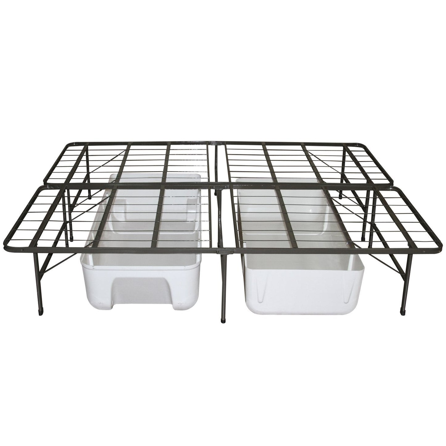 Twin Extra Long Metal Platform Bed Frame with Storage Space FastFurnishings