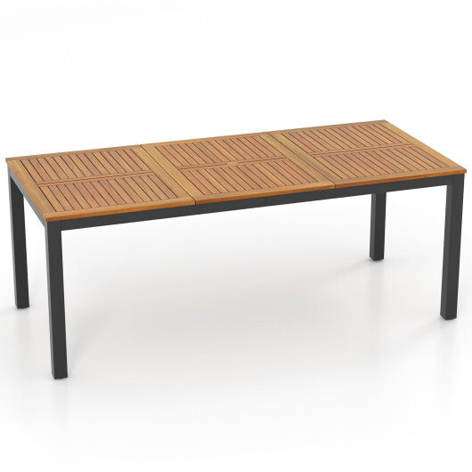 ?SMS ONLY?8-Person 79 Inch Outdoor Acacia Wood Patio Table with Umbrella Hole W2B