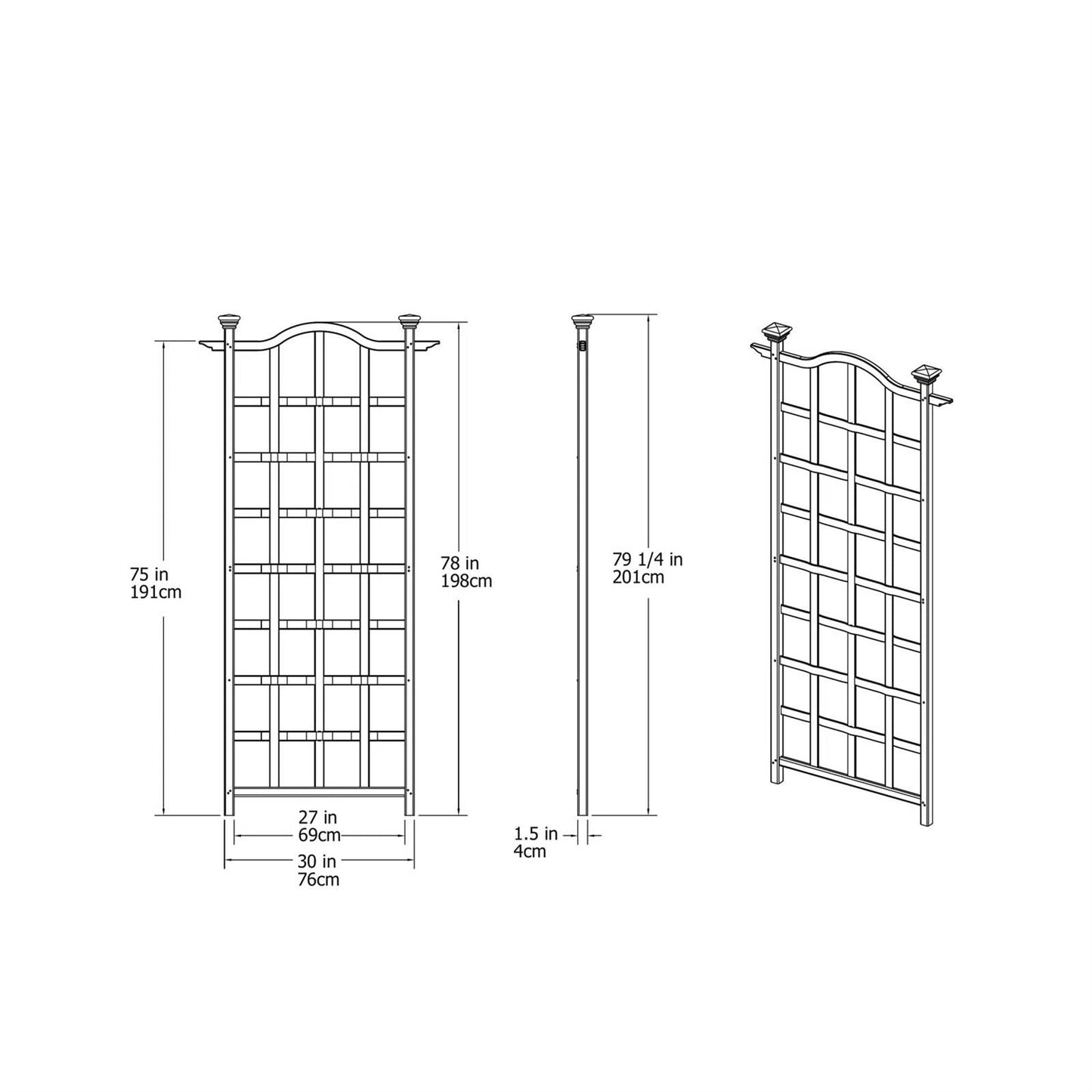 79-inch Outdoor Lattice Panel Garden Plant Trellis-4