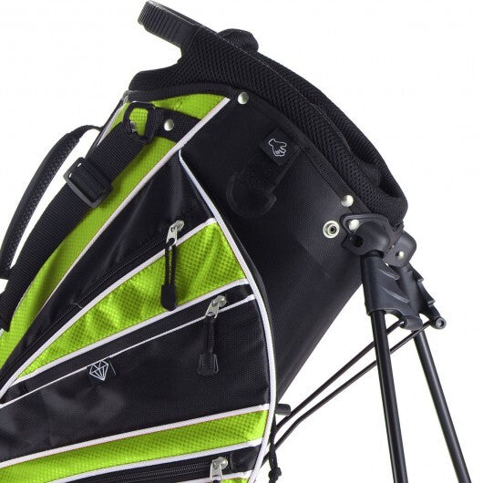 Golf Stand Cart Bag with 6-Way Divider Carry Pockets-Green - Color: Green W2B