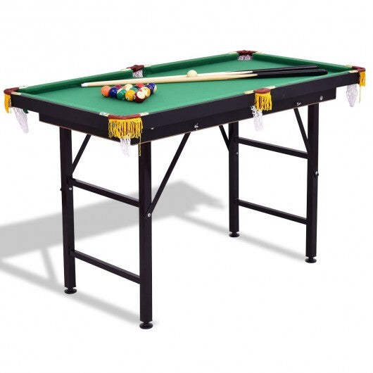 47 Inch Folding Billiard Table with Cues and Brush Chalk -Green W2B