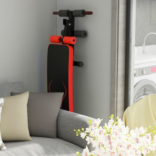 Folding Weight Bench Adjustable Sit-up Board Workout Slant Bench-Red W2B