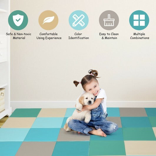58 Inch Toddler Foam Play Mat Baby Folding Activity Floor Mat-Light Blue - Color: Light Blue W2B