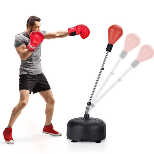 Adjustable Freestanding Punching Bag with Boxing Gloves-Red W2B
