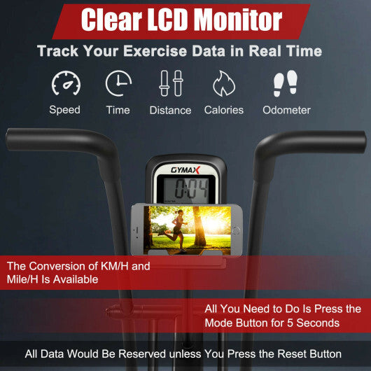 Upright Air Bike with Unlimited Resistance-Black W2B