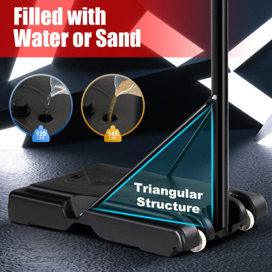 Adjustable Portable Basketball Hoop Stand with Shatterproof Backboard Wheels W2B