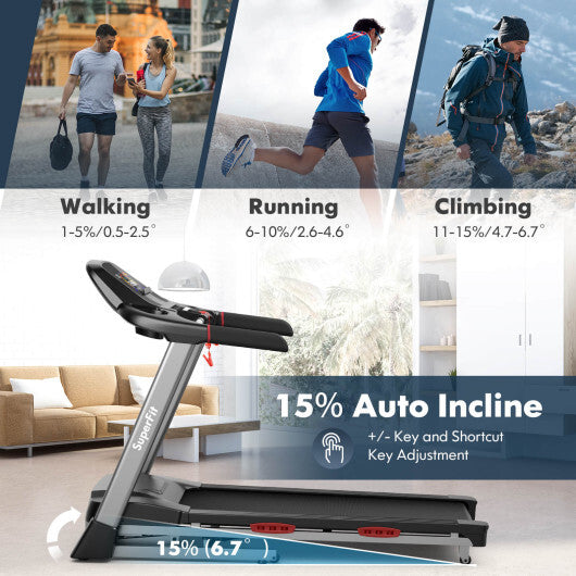 4.75 HP Folding Treadmill with Auto Incline and 20 Preset Programs-Black W2B