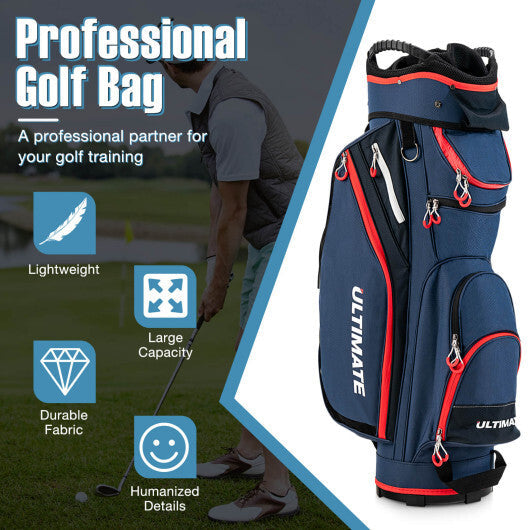 9.5 Inch Golf Cart Bag with 14 Way Dividers Top Organizer-Navy W2B