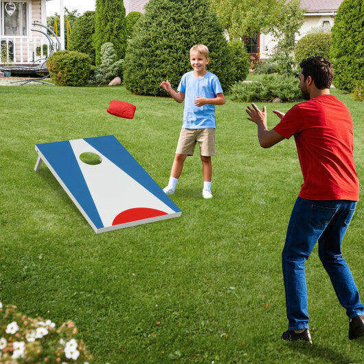 3 x 2FT Cornhole Board Set Portable Cornhole Board with Foldable Legs and Side Handle-Blue W2B