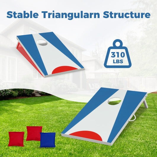 3 x 2FT Cornhole Board Set Portable Cornhole Board with Foldable Legs and Side Handle-Blue