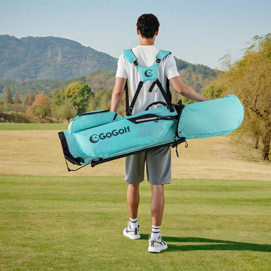 Golf Stand Bag Lightweight Golf Bag with 8 Way Top Dividers and 5 Zippered Pockets-Gray W2B
