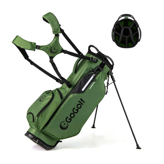 Golf Stand Bag Lightweight Golf Bag with 8 Way Top Dividers and 5 Zippered Pockets-Gray W2B