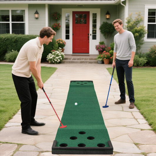 11 FT Indoor Outdoor Putting Green Mat with 2 Adjustable Putters and 6 Balls W2B