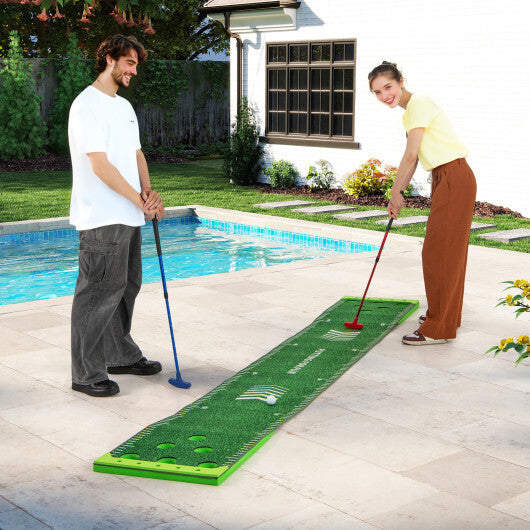 11 FT Putting Green Mat with 2 Adjustable Putters and 6 Balls W2B