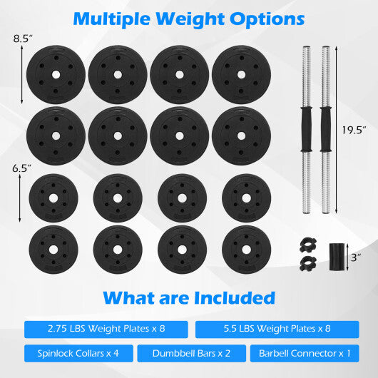 Adjustable Dumbbells 66 LBS Free Weights with Connectors for Home Gym Fitness Workout