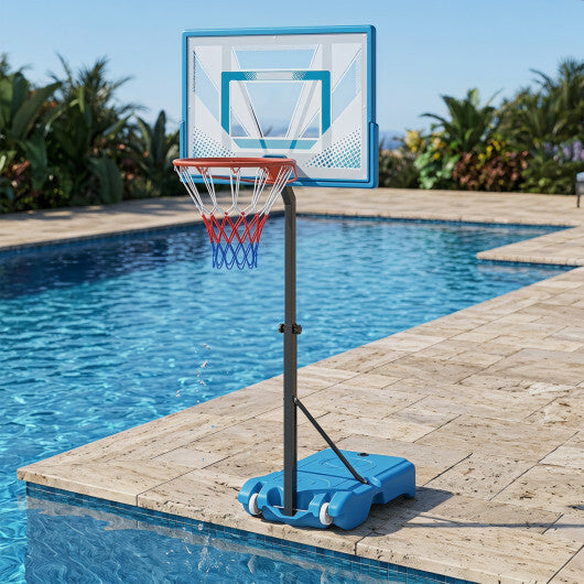 Pool Basketball Hoop with 3-Level Adjustable Height and Weighted Base W2B