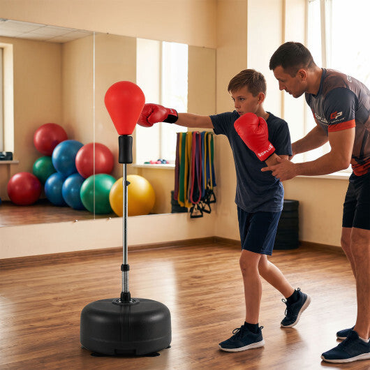 54.5"-62" Height Adjustable FPunching Bag with Stand for Teens and Adults-Red W2B