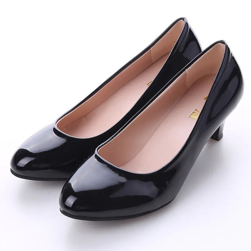 Shoes Ladies Pumps Medium Heel Nude Sexy High Heels Weeding Shoes Women Office Work White Pumps Party Shoes Pi-Mart