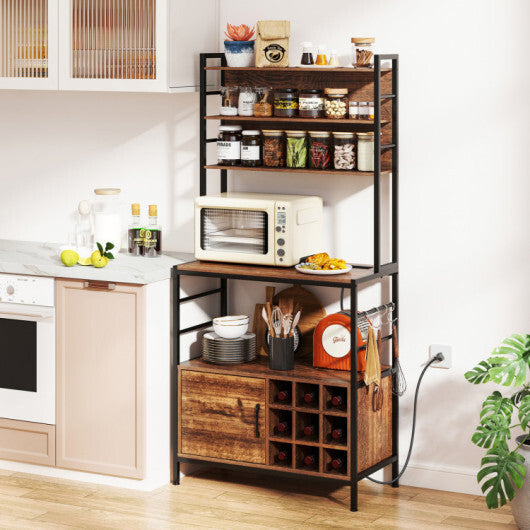 Coffee Bar Cabinet with Extra Anti-Tip System and S-Shaped Hooks
