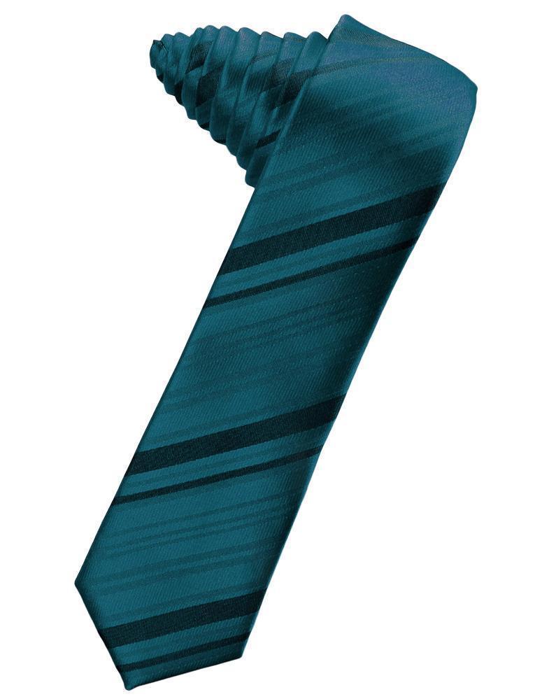 Striped Satin Skinny Necktie Self Tie-39