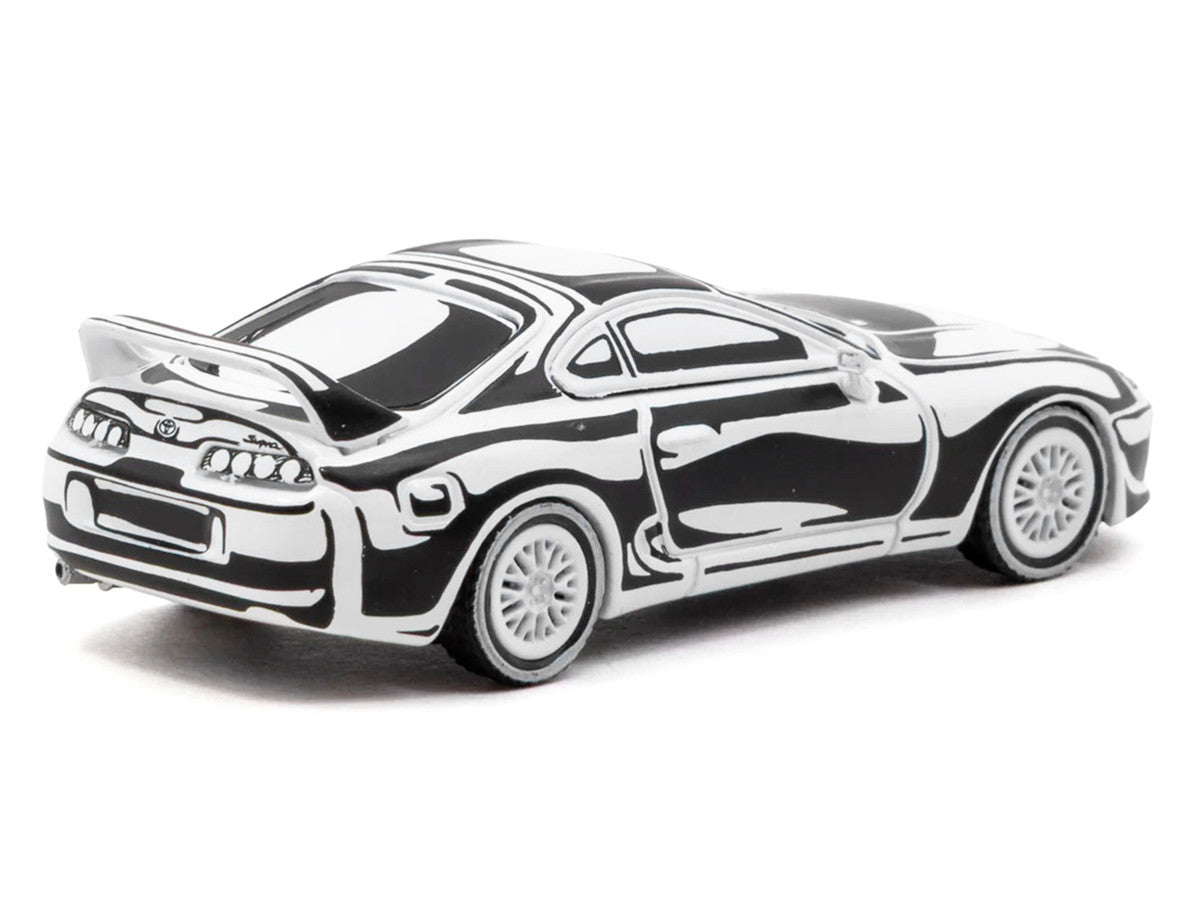 Toyota Supra "Designed by Joshua Vides" Black and White "Hobby64" Series 1/64 Diecast Model Car by Tarmac Works Tarmac Works