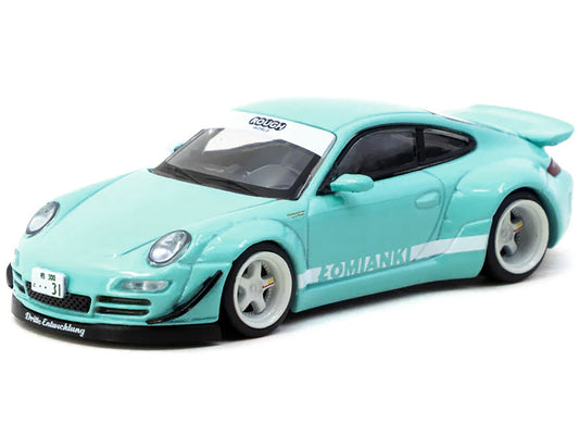 RWB 997 "Lomianki" Light Blue with White Stripes "Hobby64" Series 1/64 Diecast Model Car by Tarmac Works