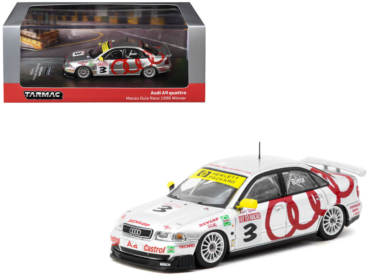 Audi A4 Quattro #3 Frank Biela Winner "Macau Guia Race" (1996) "Hobby64" Series 1/64 Diecast Model Car by Tarmac Works-3
