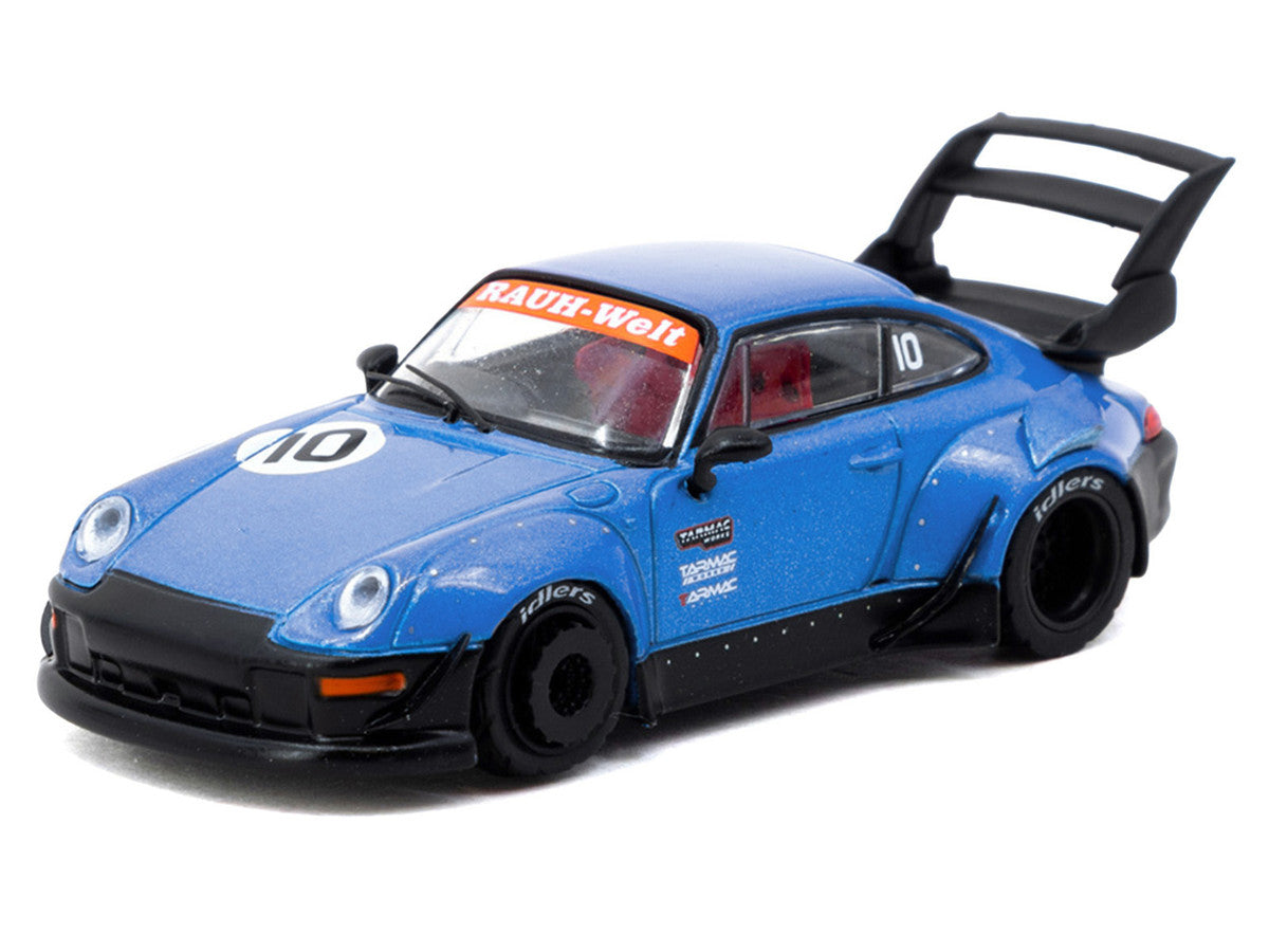 RWB 993 RHD (Right Hand Drive) #10 "Tarmac Works 10th Anniversary" Blue Metallic "Hobby64" Series 1/64 Diecast Model Car by Tarmac Works Tarmac Works
