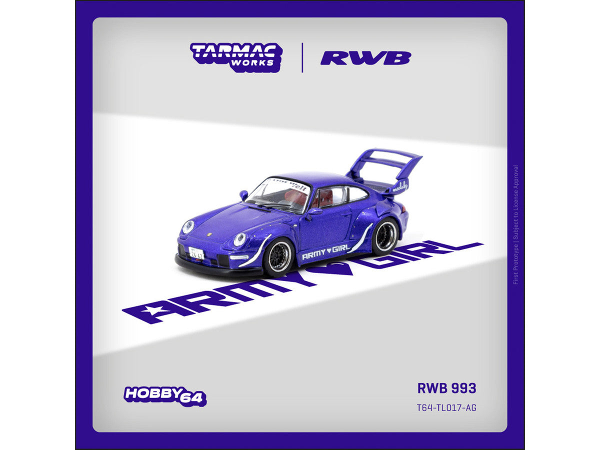 RWB 993 "Army Girl" Purple Metallic "Hobby64" Series 1/64 Diecast Model Car by Tarmac Works-2