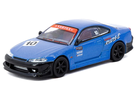 Nissan Vertex Silvia (S15) RHD (Right Hand Drive) #10 "Tarmac Works 10th Anniversary" Blue Metallic "Global64" 1/64 Diecast Model Car by Tarmac Works Tarmac Works