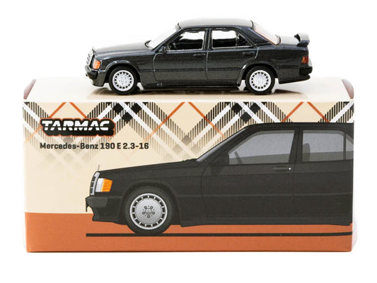 Mercedes-Benz 190 E 2.3-16 Blue-Black Metallic "Global64" Series 1/64 Diecast Model Car by Tarmac Works-1