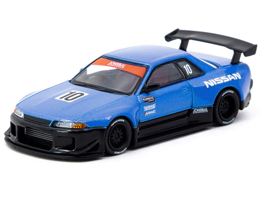 Nissan Skyline (R32) Widebody RHD (Right Hand Drive) #10 "Tarmac Works 10th Anniversary" Blue Metallic "Global64" 1/64 Diecast Model Car by Tarmac Works-1