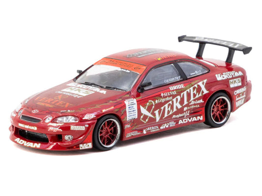Toyota VERTEX Ridge TE3005 Soarer RHD (Right Hand Drive) Red Metallic with Graphics and Tarmac Cards "Global64" Series 1/64 Diecast Model Car by Tarmac Works Tarmac Works