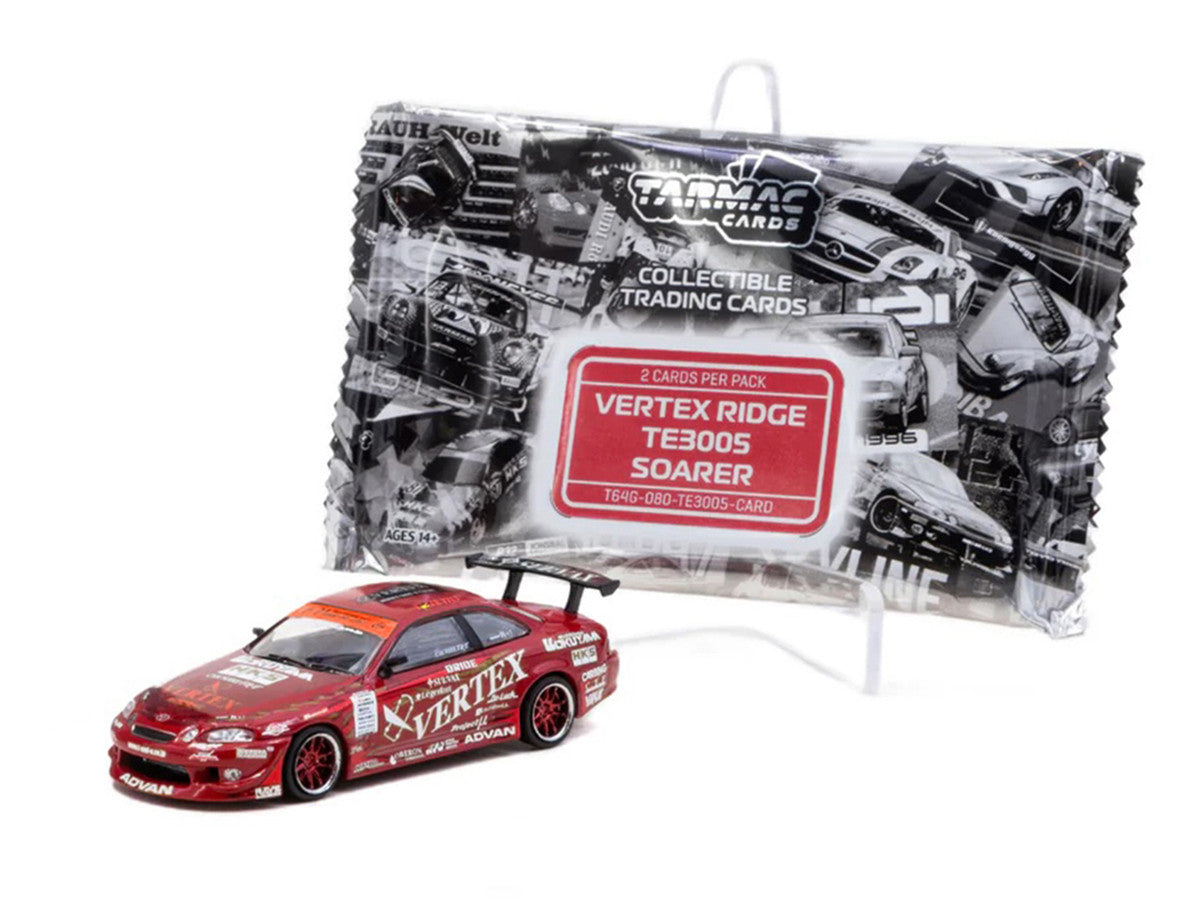 Toyota VERTEX Ridge TE3005 Soarer RHD (Right Hand Drive) Red Metallic with Graphics and Tarmac Cards "Global64" Series 1/64 Diecast Model Car by Tarmac Works Tarmac Works