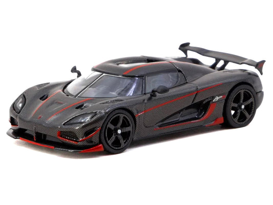 Koenigsegg Agera RS Black Carbon with Red Accents "Global64" Series 1/64 Diecast Model Car by Tarmac Works Tarmac Works