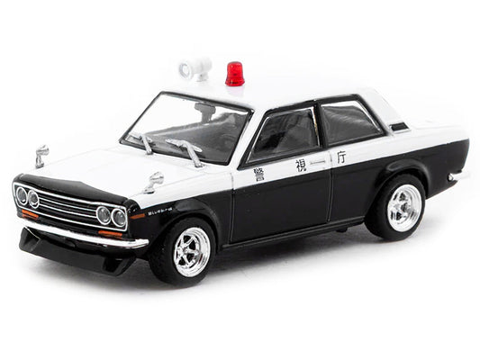 Datsun 510 "Japanese Police" Black and White "Road64" Series 1/64 Diecast Model Car by Tarmac Works Tarmac Works