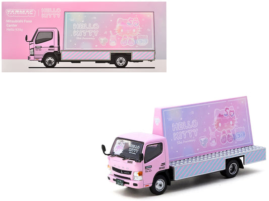 Mitsubishi Fuso Canter Mobile Ad Truck RHD (Right Hand Drive) "Hello Kitty" Pink with Graphics "Truck64" Series 1/64 Diecast Model Car by Tarmac Works