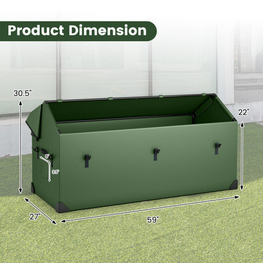 Waterproof Outdoor Storage Box with Ventilated Window Adjustable Snap-Green