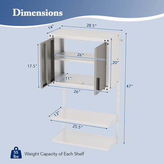 Metal Wall Cabinet with Lock and 3 Adjustable Shelves W2B