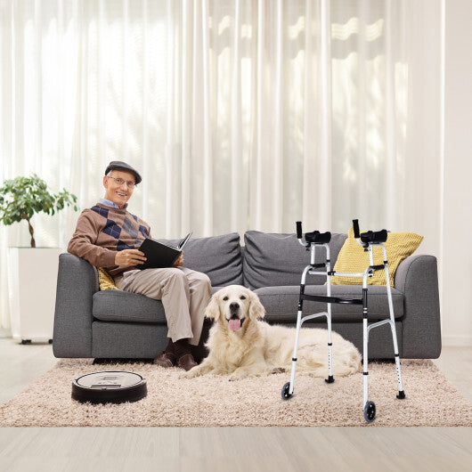 Folding Height Adjustable Walking Frame with Armrest Support-Silver W2B