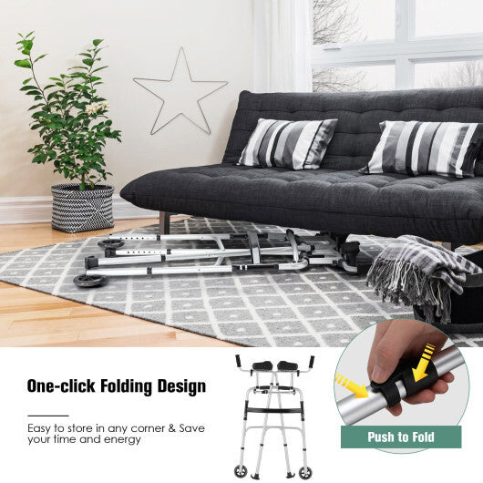 Height Adjustable Rollator Walker With Seat and Armrest Pad - Color: Silver W2B