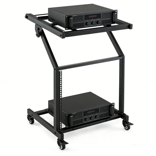 2 Layer Professional Audio Rack Mount with Adjustable Crossbars W2B
