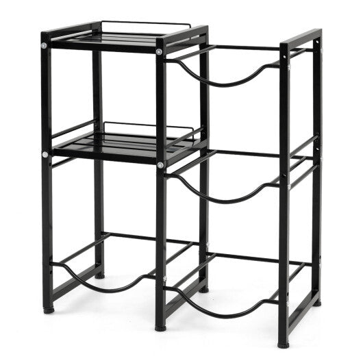 3-Tier 5 Gallon Water Jug Holder with Shelves-Black W2B