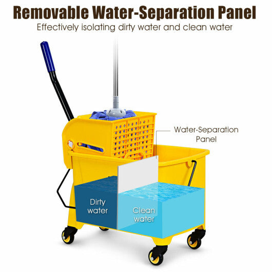 21 Quart Mop Bucket Side Press Wringer on Wheels With Panel W2B