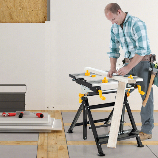 Folding Work Table with Tiltable Platform and 7-level Adjustable Height-Black W2B