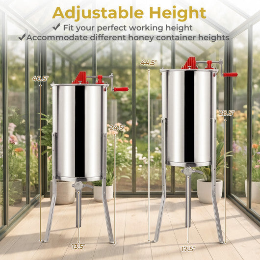 3 Frame Manual Honey Extractor with Bottom Gravity Flow Gate and Clear Lid for Home Apiary W2B