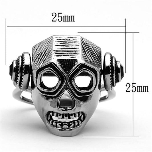TK1115 - High polished (no plating) Stainless Steel Ring with Top Grade Crystal in Jet-1