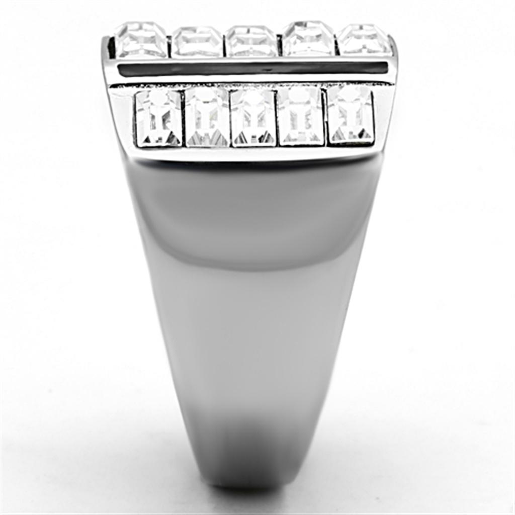 TK1185 - High polished (no plating) Stainless Steel Ring with Top Grade Crystal in Clear-3